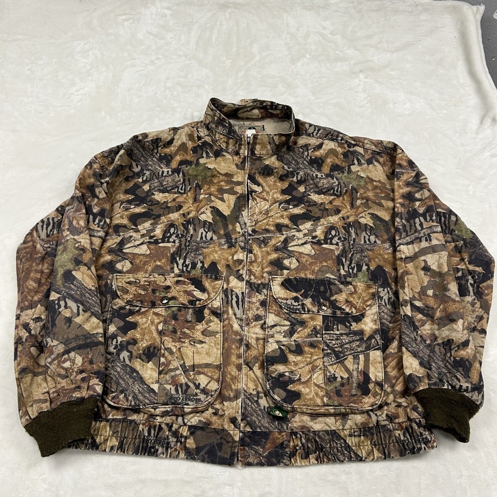 Mossy Oak Jacket Mens XXL Brown Camo Vintage Full Zip Cotton USA Made 0036